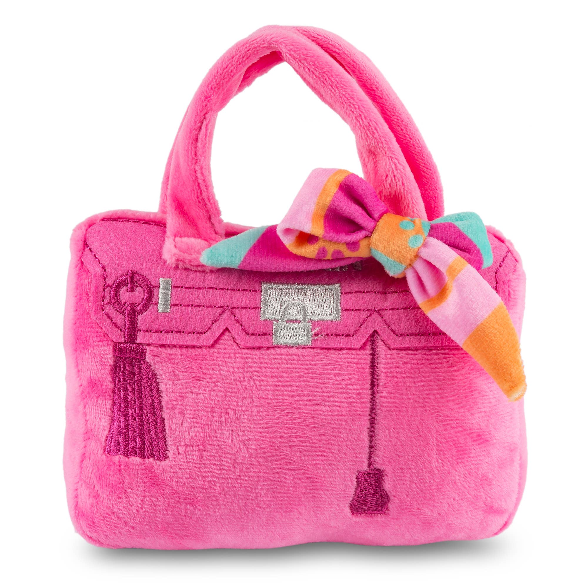 Image of Haute Diggity Dog - Barkin Bag -  *CHIC DOGGIE* Pink w/ Scarf Squeaker Dog Toy: Small / Mini
